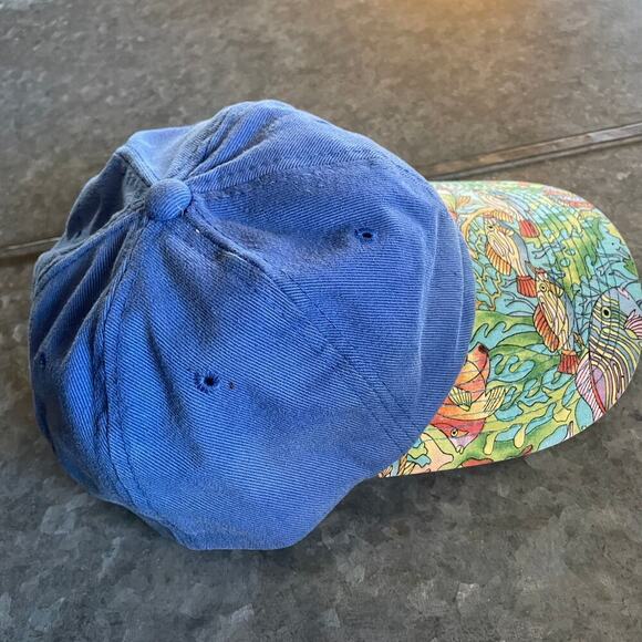 Vintage Dorfman Pacific Tropical Fish Snapback Hat Blue Green Aloha 80s 90s Dad - Picture 5 of 9